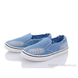 Фотография Слипоны детские без шнурков Весна/осень 6057-0080 блакитний джинс (8 пар р.32-37) "КалориЯ" недорого оптом от прямого поставщика
