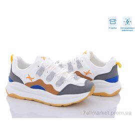 Кросівки жіночі модні Весна/осінь 6621 біло-помаранчевий (7 пар р.35-40) "КалориЯ" недорого оптом від прямого постачальника