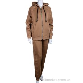 Спортивний костюм жіночий Весна/осінь 3013 brown (3 шт. р.сіткаS-L) "Ledi-Sharm" недорого оптом від прямого постачальника