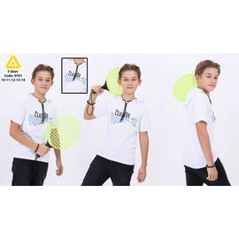 футболка дитяча на хлопчика 9701 white р.140-164 "Gold Kids" недорого оптом від прямого постачальника