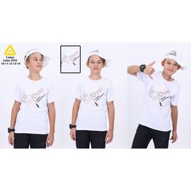 футболка дитяча на хлопчика 9703 white р.140-164 "Gold Kids" недорого оптом від прямого постачальника