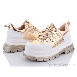 Фотография Кроссовки женские модные Весна/осень 1010 gold (6 пар р.36-41) "Shamilu" недорого оптом от прямого поставщика