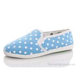 Фотография Слипоны детские без шнурков Весна/осень Горох голубой (6 пар р.30-35) "Selena" недорого оптом от прямого поставщика