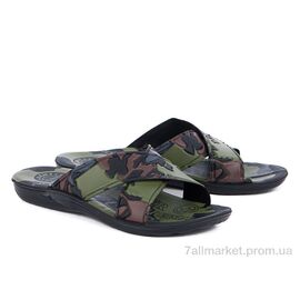 Фотография Шлепки мужские пляжные  камуфляж тапок зеленый (6 пар р.40-45) "Selena" недорого оптом от прямого поставщика
