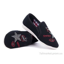 Фотография Эспадрильи детские  Эспадриль камни звезда черные (8 пар р.30-35) "Selena" недорого оптом от прямого поставщика