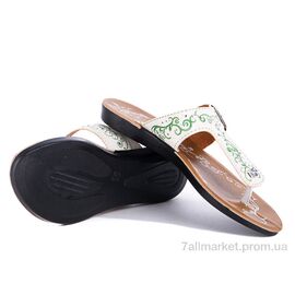 Шльопанці жіночі полегшені  1800 бело-зеленый (6 пар р.36-40) "Selena" недорого оптом від прямого постачальника