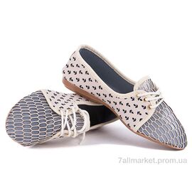 Фотография Балетки женские удобные  Балетка сетка якорь бежевый (8 пар р.36-40) "Selena" недорого оптом от прямого поставщика