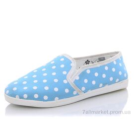 Фотография Слипоны детские без шнурков Весна/осень Кеды детские горох голубой (8 пар р.30-35) "Selena" недорого оптом от прямого поставщика