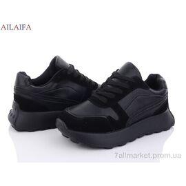 Фотография Кроссовки женские модные Весна/осень 2399 all black піна (6 пар р.36-41) "Ailaifa" недорого оптом от прямого поставщика