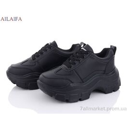 Фотография Кроссовки женские модные Весна/осень A07-1 all black піна (6 пар р.36-41) "Ailaifa" недорого оптом от прямого поставщика