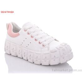 Фотография Кроссовки женские модные Весна/осень BK18 white-pink (8 пар р.36-41) "QQ&Панда" недорого оптом от прямого поставщика