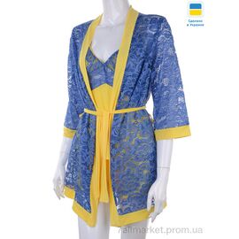 Фотография Ночная рубашка Весна/осень 0511 yellow-d.blue (3 шт. р.сетка S-L) "Nadia & Natali" недорого оптом от прямого поставщика