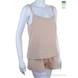 Фотография Пижама женская Весна/осень 2604 бежевий (3 шт. р.сетка S-L) "Nadia & Natali" недорого оптом от прямого поставщика