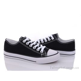 Фотография Кеды женские стильные Весна/осень 888-1 black (12 пар р.36-41) "Hongquan" недорого оптом от прямого поставщика