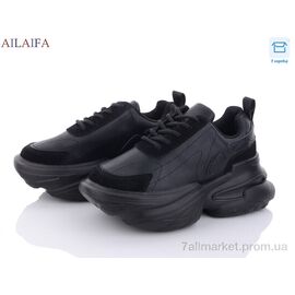 Кросівки жіночі модні Весна/осінь 8201 all black (6 пар р.36-41) "Ailaifa" недорого оптом від прямого постачальника