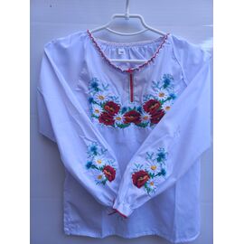 Фотография Вышиванка детская на девочку 024 white р.128-164 "Кузя" недорого оптом от прямого поставщика