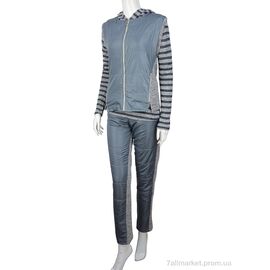 Фотография Спортивный костюм женский Весна/осень Ж436 (04280) grey-black флис (4 шт. р.сетка 42-44) "Obuvok" недорого оптом от прямого поставщика