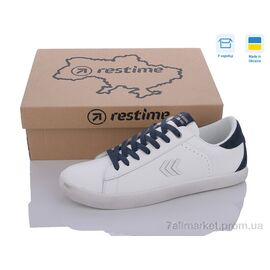 Кросівки чоловічі модні Весна/осінь JMB24037 white-navy (8 пар р.41-46) "Restime" недорого оптом від прямого постачальника