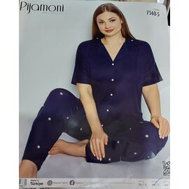 Фотография Пижама лёгкая женская 7560-5 navy р.3XL-5XL "Alberk" недорого оптом от прямого поставщика