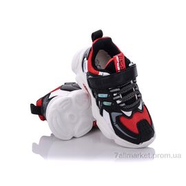 Фотография Кроссовки детские модные Весна/осень L317 black-red (6 пар р.26-31) "Цветик" недорого оптом от прямого поставщика