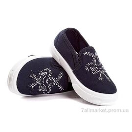 Фотография Слипоны детские без шнурков Весна/осень 2850-001 стразы бант синий (8 пар р.26-30) "DeMur" недорого оптом от прямого поставщика