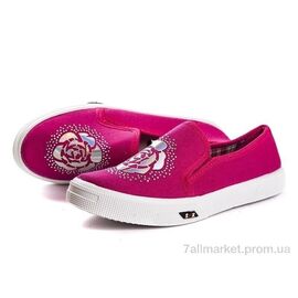 Фотография Слипоны детские без шнурков Весна/осень 2850-01 роза малиновый (8 пар р.31-35) "DeMur" недорого оптом от прямого поставщика