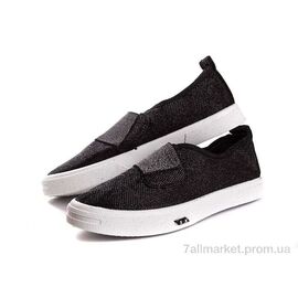 Фотография Слипоны женские тканевые Весна/осень 2850-1 резинка черный (8 пар р.36-40) "DeMur" недорого оптом от прямого поставщика