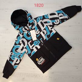 Фотография Куртка детская демисезонная на мальчика 1820 black-l.blue р.150-180 "MALIBU" недорого оптом от прямого поставщика