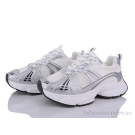 Кросівки жіночі модні Весна/осінь 136-24 silver (8 пар р.36-41) "Violeta" недорого оптом від прямого постачальника