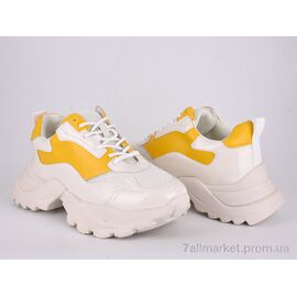 Фотография Кроссовки женские модные Весна/осень 166-12 white-yellow (8 пар р.36-41) "Violeta" недорого оптом от прямого поставщика