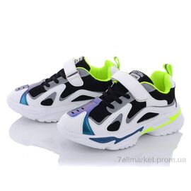 Фотография Кроссовки детские модные Весна/осень Q73-801 white-black (6 пар р.31-36) "Violeta" недорого оптом от прямого поставщика