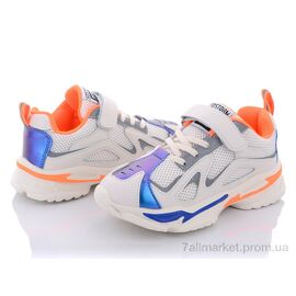 Фотография Кроссовки детские модные Весна/осень Q73-801 white-orange (6 пар р.31-36) "Violeta" недорого оптом от прямого поставщика