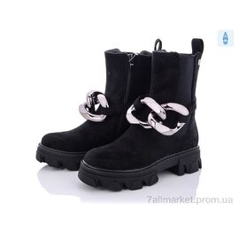 Фотография Ботинки женские стильные Весна/осень M615-1 black (8 пар р.36-41) "Violeta" недорого оптом от прямого поставщика