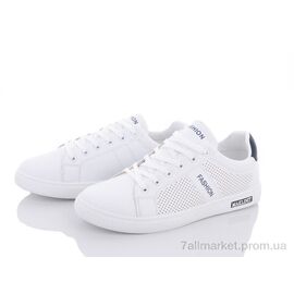 Кросівки чоловічі модні Весна/осінь 20-980 white-navy (8 пар р.40-45) "Violeta" недорого оптом від прямого постачальника