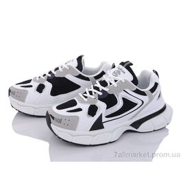 Кросівки жіночі модні Весна/осінь 136-21 white-black (8 пар р.36-41) "Violeta" недорого оптом від прямого постачальника