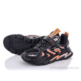 Фотография Кроссовки детские модные Весна/осень G19(5015) black-orange (6 пар р.32-37) "Violeta" недорого оптом от прямого поставщика