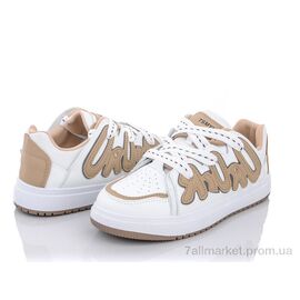 Фотография Кроссовки женские модные Весна/осень Y148(K37) white-khaki (8 пар р.36-40) "Violeta" недорого оптом от прямого поставщика