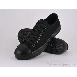 Фотография Кеды женские стильные Весна/осень 888-2 all black (8 пар р.36-41) "Violeta" недорого оптом от прямого поставщика