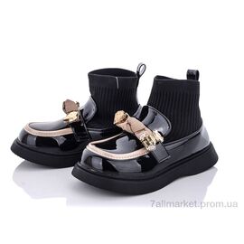 Фотография Ботинки детские удобные Весна/осень Y159(2107B) black (6 пар р.32-37) "Violeta" недорого оптом от прямого поставщика