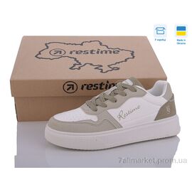 Фотография Кроссовки женские модные Весна/осень FWB24078 white-olive (8 пар р.36-41) "Restime" недорого оптом от прямого поставщика