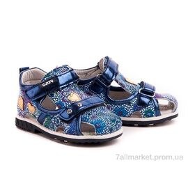 Фотография Босоножки детские летние Лето 88266-1 navy (12 пар р.20-25) "С.Луч" недорого оптом от прямого поставщика