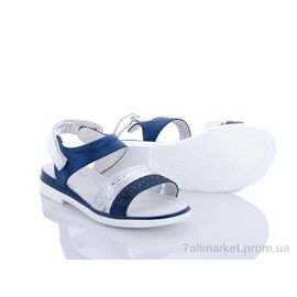 Фотография Босоножки детские летние Лето A692-B1009 сине-серебряный (6 пар р.33-38) "Эльффей" недорого оптом от прямого поставщика