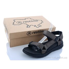 Сандалії чоловічі літні Літо MML20223 brown (8 пар р.41-45) "Restime" недорого оптом від прямого постачальника