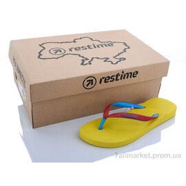 Шльопанці жіночі полегшені Літо MWL20001 yellow-red (24 пар р.36-41) "Restime" недорого оптом від прямого постачальника
