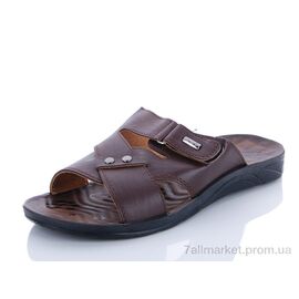 Шльопанці чоловічі пляжні Літо 1614 d.brown (6 пар р.42-47) "Makers Shoes" недорого оптом від прямого постачальника