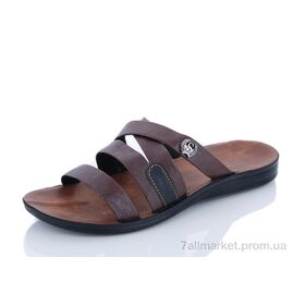 Фотография Шлепки мужские пляжные Лето 3528 коричневый (6 пар р.41-45) "Makers Shoes" недорого оптом от прямого поставщика