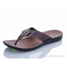 Шльопанці чоловічі пляжні Літо 10324 коричневый (6 пар р.41-45) "Makers Shoes" недорого оптом від прямого постачальника