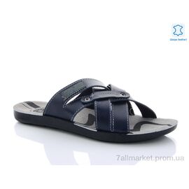 Фотография Шлепки мужские пляжные Лето 3508E кожа blue (6 пар р.41-45) "Oscar" недорого оптом от прямого поставщика