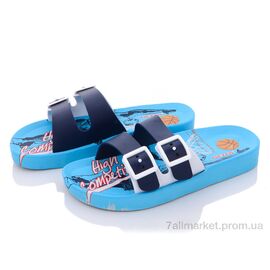 Фотография Шлепки детские летние Лето 11378 white-blue (6 пар р.30-35) "Violeta" недорого оптом от прямого поставщика