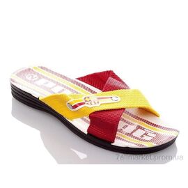 Шльопанці чоловічі пляжні Літо MBars yellow-red (6 пар р.40-44) "DeMur" недорого оптом від прямого постачальника